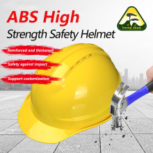 หมวกนิรภัยซี่โครงเดี่ยววัสดุ ABS สีเหลือง