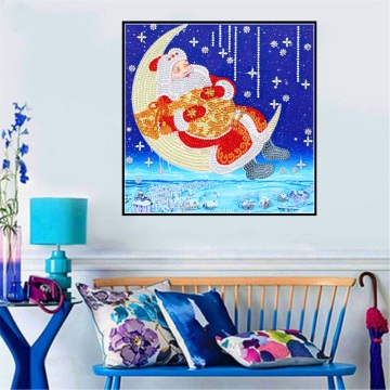 Decoración de pintura de diamantes de la luna y de Santa.