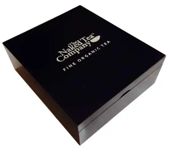 Black Wooden Box For Tea Bags Engraved LOGO