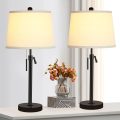 3-Color Tall Nightstand Lamps Dimmable Modern Office Set