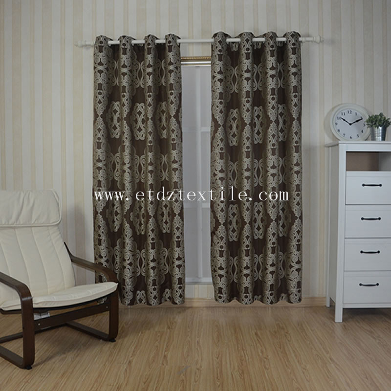 Embroidery Like Curtain Fabric Chocolate