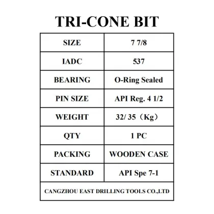 IADC 537 Oil Well Drilling TCI Tricone Roller Bit - API 7 7/8""'