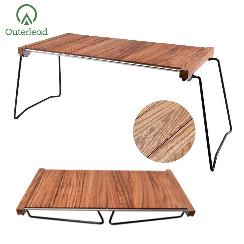 Beach Portable Outdoor Wood Folding Camping Table