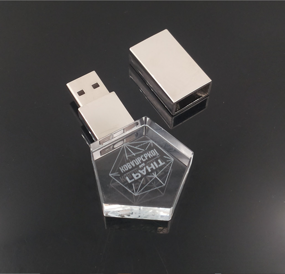 Grabado de grabado personalizable 32GB 128 GB CRISTAL USB FLASH