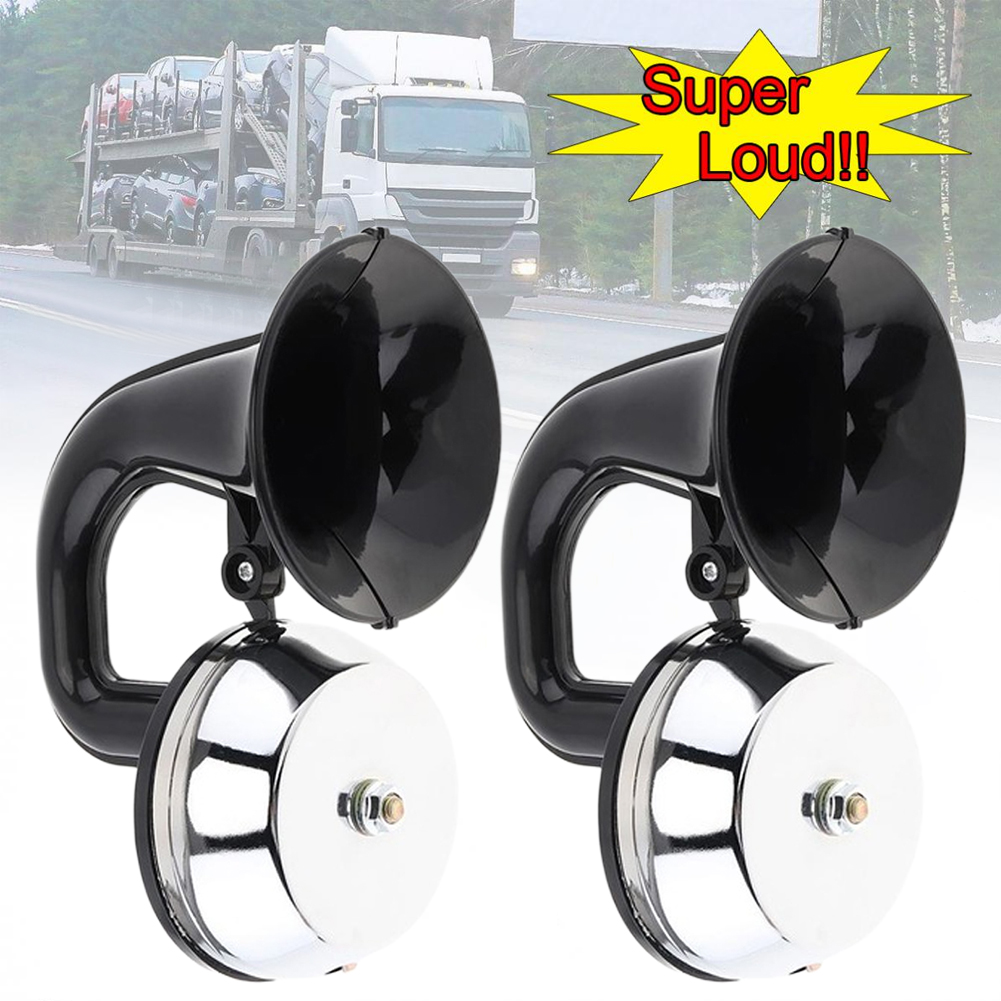 Trucks Super Loud Electronic Air Horn Modern Auto Parts 12V 24V Dual Trumpet Van Direct Replacement Universal Fit Easy Install