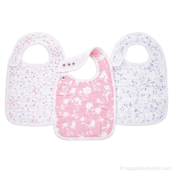 Coton Musline Snap Bibs 3 Pack