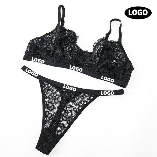 ensemble de strings G de soutien-gorge en dentelle pour femmes avec logo personnalisé