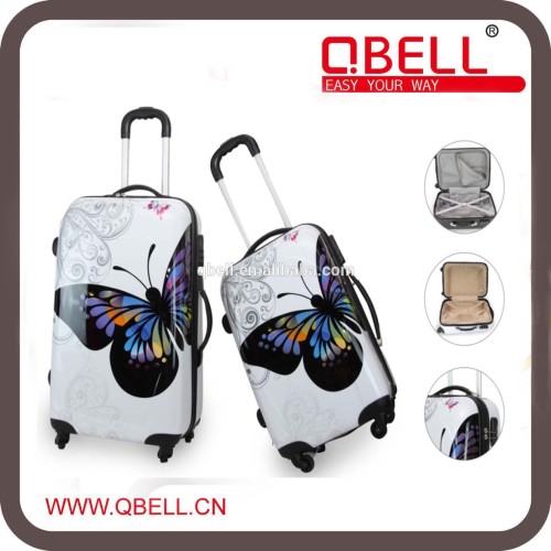Hot Selling ABS Trolley Luggage, butterfly print,strong material