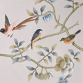 lavender flower bird hand-painted wallpaper