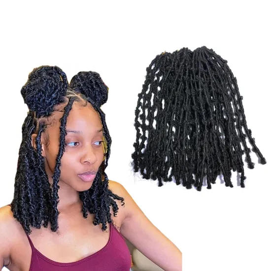 14 inch 24 inch Distressed New Butterfly Locs Crochet Hair Bob Faux Locs Synthetic Crochet Braids Hair Black  Soft Gypsy Locs