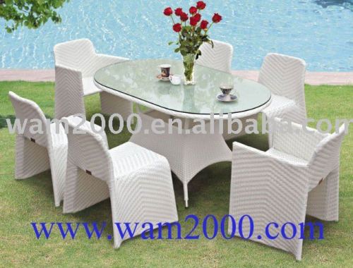 Patio aluminum pe rattan dining table and chairs for outdoor