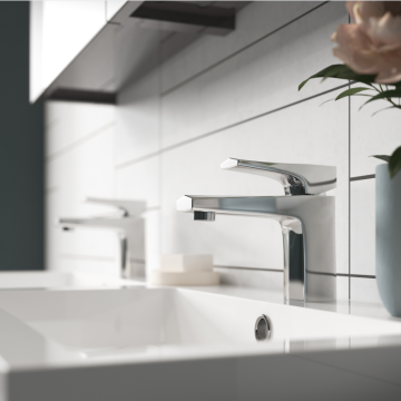 Deck Mounted Water Sink Faucet for Bathroom with Push Button Waste