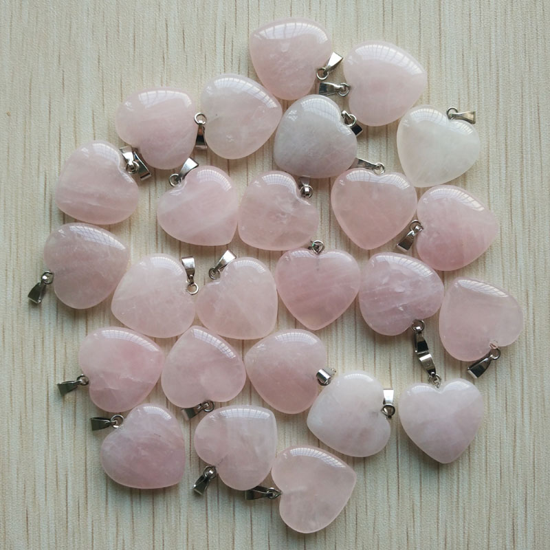 Wholesale 50pcs/lot 2020 Assorted heart natural stone charms pendants for jewelry making Good Quality 20mm free shipping