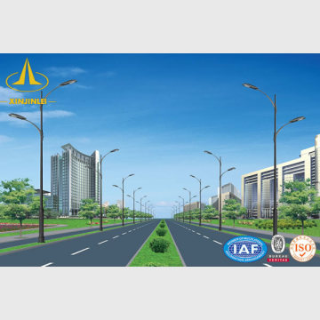 सिंगल आर्म या डबल आर्म के साथ एलईडी के लिए जस्ती ट्यूबलर स्टील 6 मीटर स्ट्रीट लाइट पोल