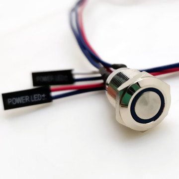 5V Blue Start Restart LED Metal Momentary Push Button Switch DIY with 50cm Motherboard Cable PC Power Switch