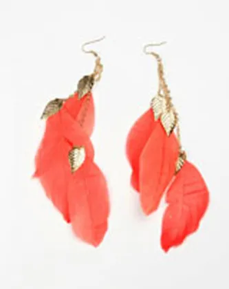 Shakespeare torrid orange feather drop earring with gold plated