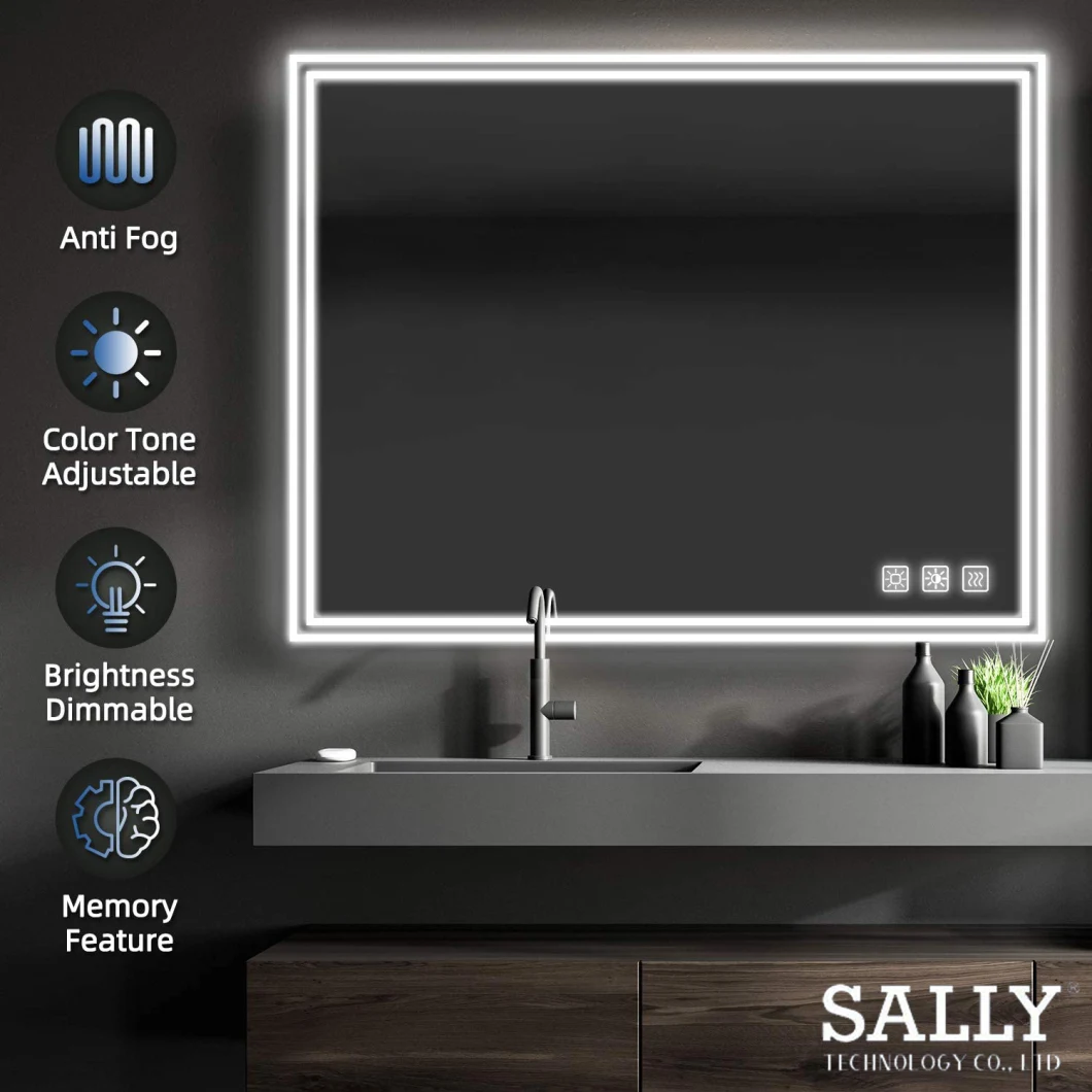Sally Dimmable fixé au mur 36 X 28 miroir tactile LED éclairé miroirs de salle de bain miroir de maquillage avec lumières pour chambre