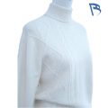 Pulover din tricot cu cablu, alb crem