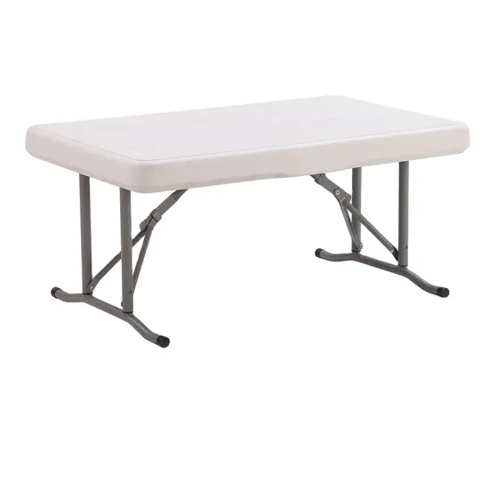 Outdoor Folding Table and Bench Set: Picnic, Garden, Beer Table with White Plastic Bench for Patio and Balcony Stools