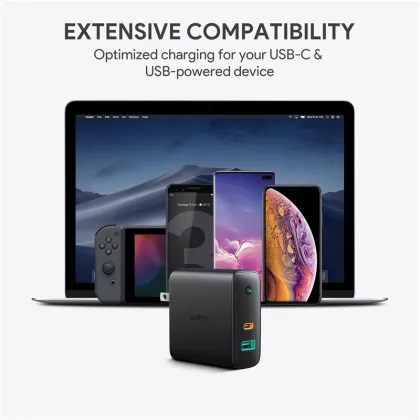 AUKEY PA-D3 Dual Port 60W PD USB Wall Charger - EU/US Standard Plug