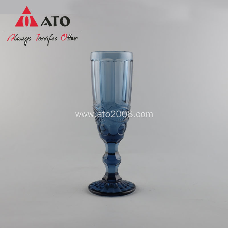 multi color pressed blue champagne glass goblets