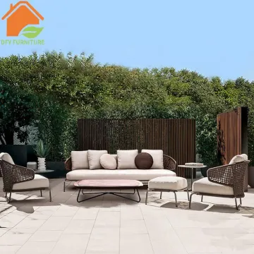Indoor/Outdoor Upholstery Fabric for Sofa Chair and Garden Furniture Set with Ottoman
