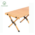 Table de camping en bois pliable à rouleau d'oeuf extérieur