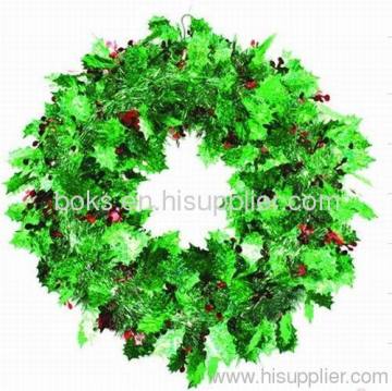 Green Plastic Christmas Tinsel Wreath Decorations 