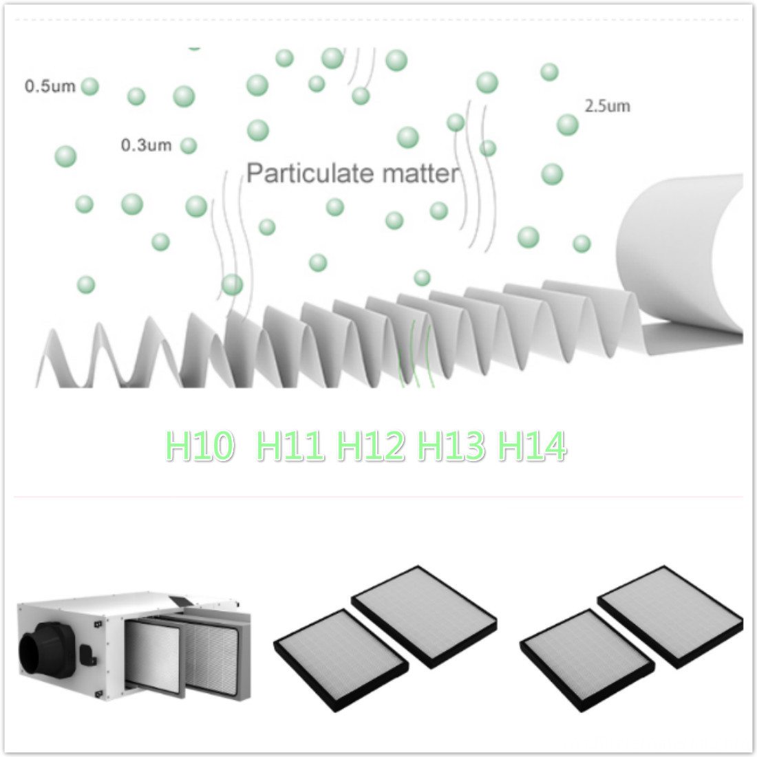 HEPA Fiberglass Pleated Filter Media