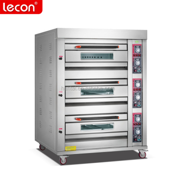 Commercial 3 Deck Gas Oven for Bread Baking with 6 Trays