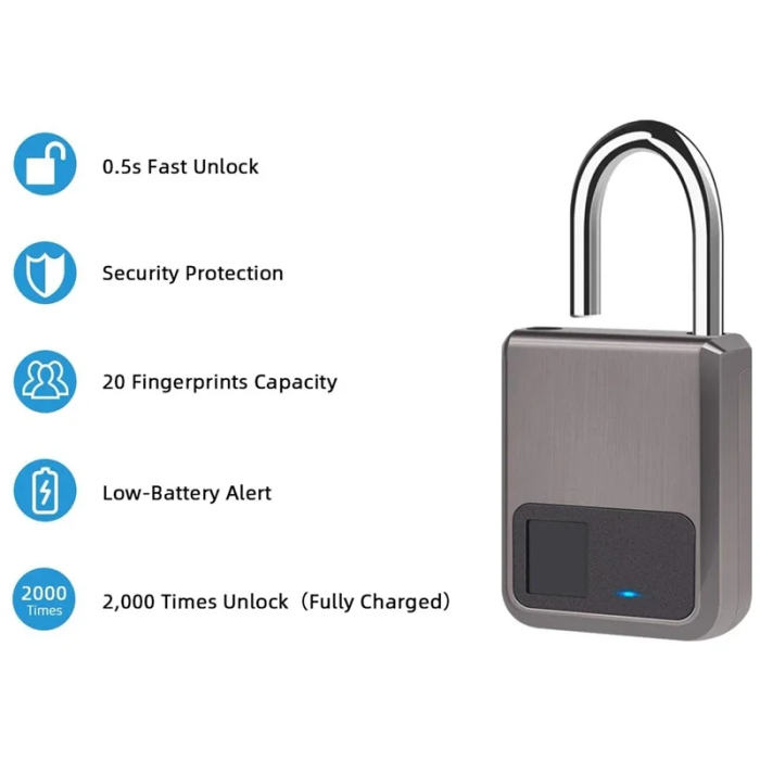 Smart Finger Print Bluetooth Padlock Tuya App Remote