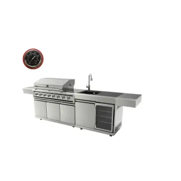 Movable Portable Patio Outdoor Kitchen Cabinet with 8 Burners