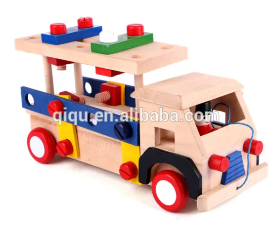 New Arrive Pull Along Self Assembly Nut & Screw Combination Wooden Car Toy