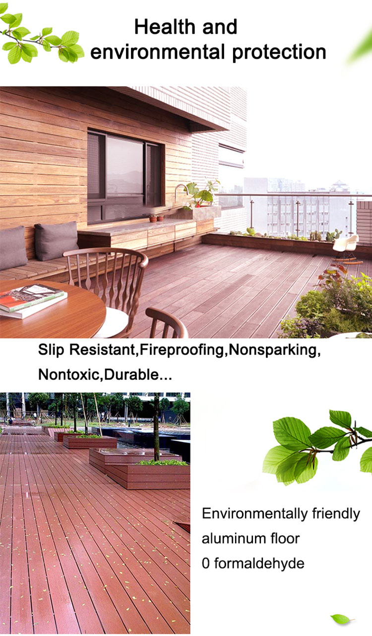 GD Aluminum Morden Design Fireproof Waterproof Outdoor Woodfloor Aluminium Wooden Flooring