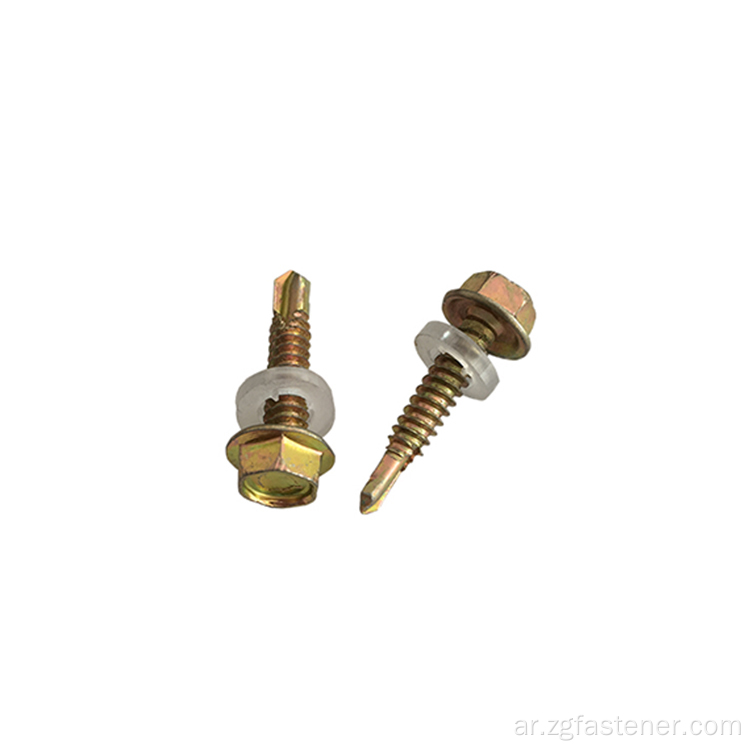 C1022A Hex Flange Head Yellow Zinc Self-Drilling Screw أصفر زنك شفة برغي