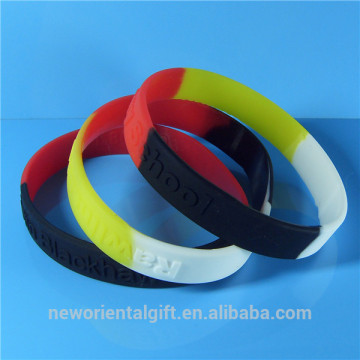 Segmented Color Embossed Silicone Wristbands