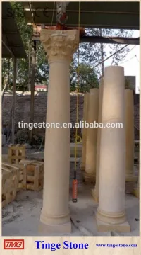 Polished stone pillar and round column designs beige marble