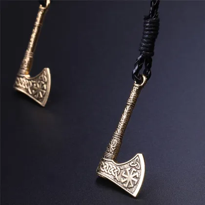 Skyrim Viking Axe Thor Hammer Charm Bracelet Slavic Wicca Sigil Talisman Pendant Symbol Jewelry Leather Bracelets Bangle Gift