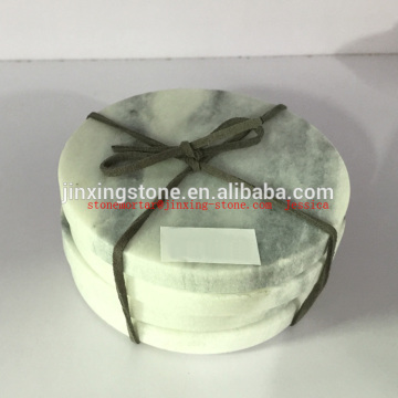 Round grey Marble Coaster Set, - Set of 4 White Marble Drink Coasters /round marble coaster