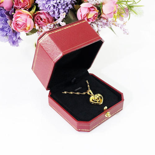 European printed octagonal red ring jewelry box