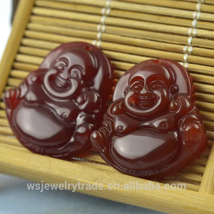 Natural agate Laughing Buddha Pendant Agate Pendant Gemstone Pendant