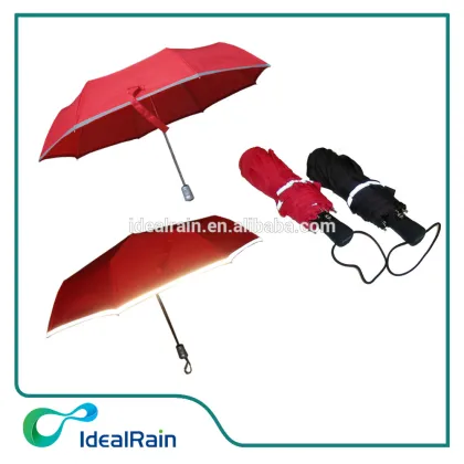 3 fold pongee material reflective umbrella
