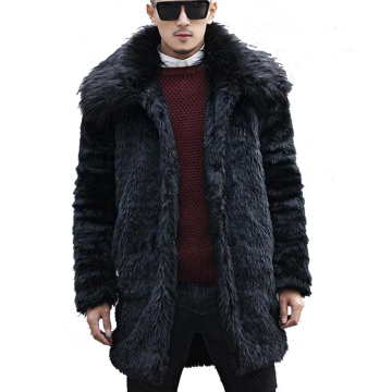 Mens faux fur coat Male lapel man-made fur jackets Mens large size fake fur coats