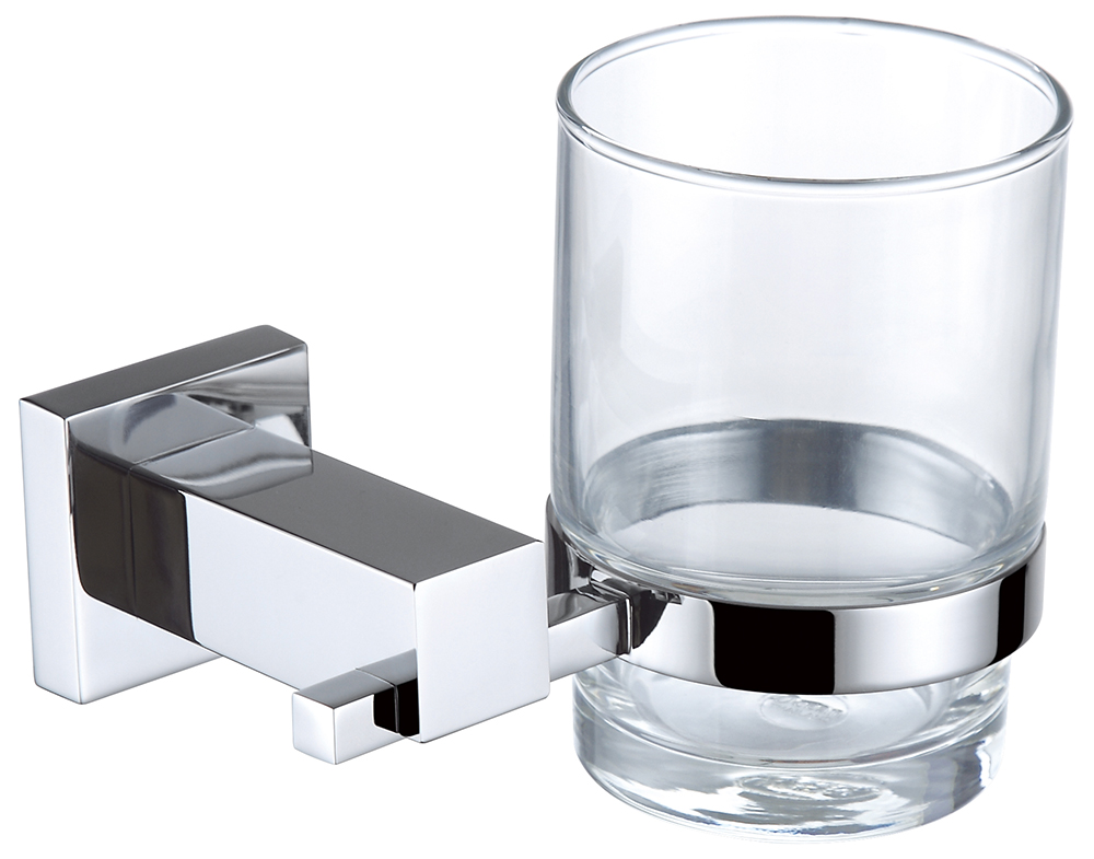 Square Wall Mounted Toothbrush Holder With Glass Cup