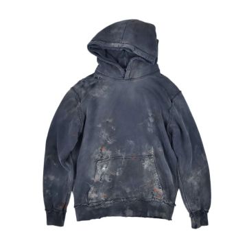 Patched Acid Washed Thickened French Terry Hoodie