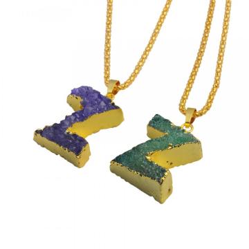 Colorful Crystal Alphabet Letter Pendant Necklace