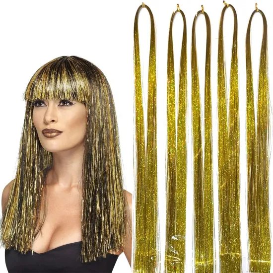 Hair Tinsel Sparkle Glitter Extensions Highlights Bling Bling False Hair Tinsel Shiny Silky Party Accessories For Girls Party