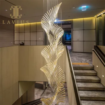 Artistic Modern Crystal Foyer and Staircase Chandelier Light