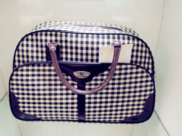 China Wholesale Polyster Plaid Travel Bag For Men and Women