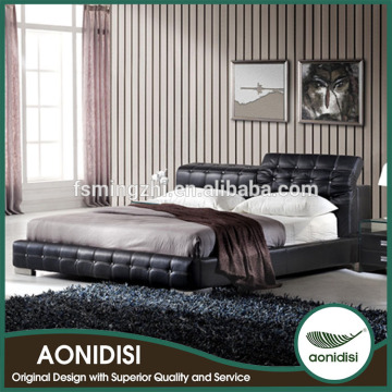 italy style leather bed with adjustable head-rest